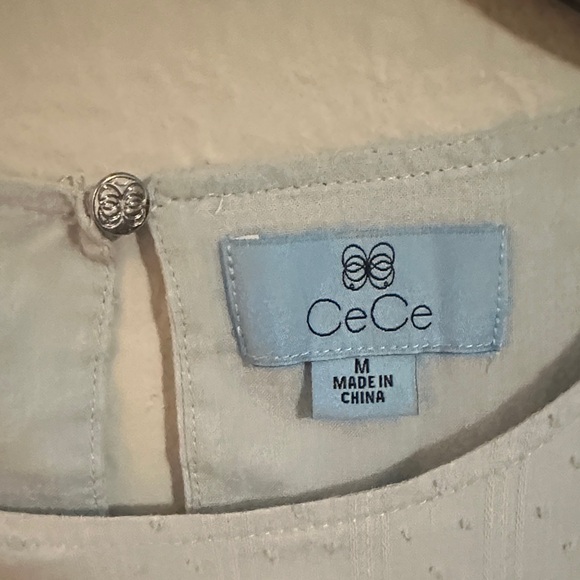 CeCe Light Blue Ruffle-Sleeve Textured Blouse - Picture 2 of 6